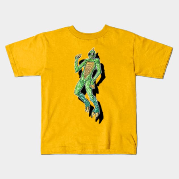 floating sleestak Kids T-Shirt by bobdix